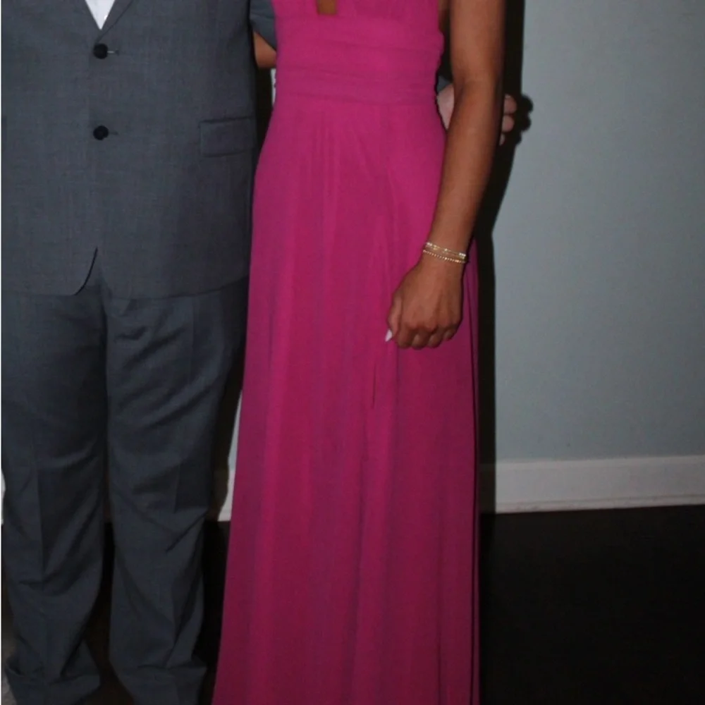 Fuchsia/Hot Pink Backless Maxi Dress - Picture 3 of 3